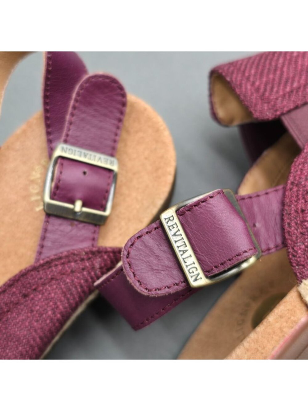 Revitalign Ojai Tweed Back-Strap Clog Wine Berry Canvas Comfort Shoes Size 7.5 - Picture 9 of 10